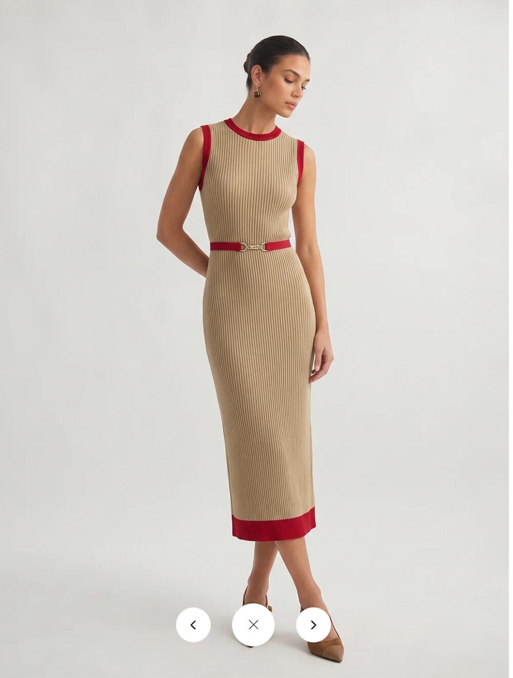 NWT Commense Contrast Trim Belted Rib Knit Dress Sz XS